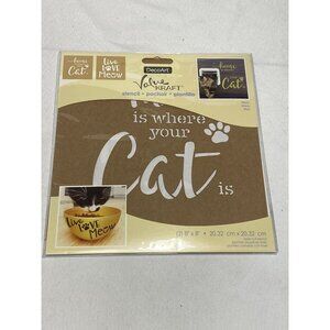 decoart set of 2 cat stencils home live love meow 8x8 inches